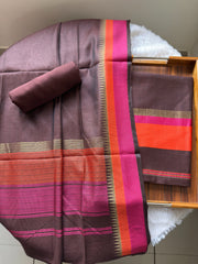 Regal Weaves Brown Viscose Cotton Unstitched Suit Set